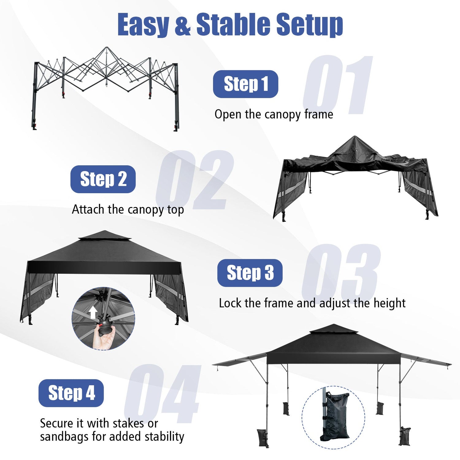 10 x 17.6 Feet Outdoor Instant Pop-up Canopy Tent with Dual Half Awnings-Black by DirectDeals