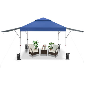 10 x 17.6 Feet Outdoor Instant Pop-up Canopy Tent with Dual Half Awnings-Blue by DirectDeals