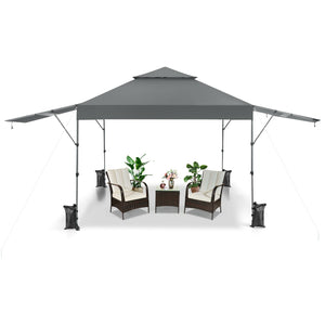 10 x 17.6 Feet Outdoor Instant Pop-up Canopy Tent with Dual Half Awnings-Gray by DirectDeals