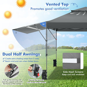 10 x 17.6 Feet Outdoor Instant Pop-up Canopy Tent with Dual Half Awnings-Gray by DirectDeals