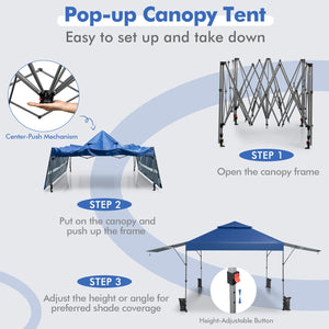 10 x 17.6 Feet Outdoor Instant Pop-up Canopy Tent with Dual Half Awnings-Blue by DirectDeals