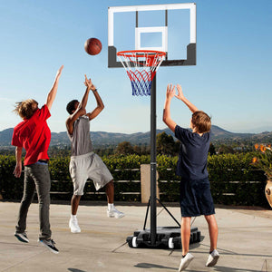 3.3-7 Feet Portable Adjustable Outdoor Kids Basketball Hoop Goal System-White