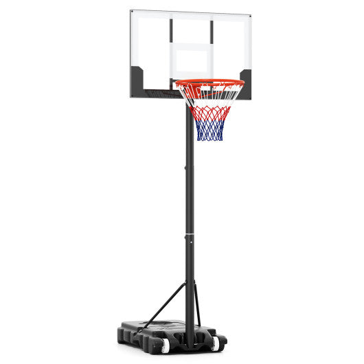 3.3-7 Feet Portable Adjustable Outdoor Kids Basketball Hoop Goal System-White