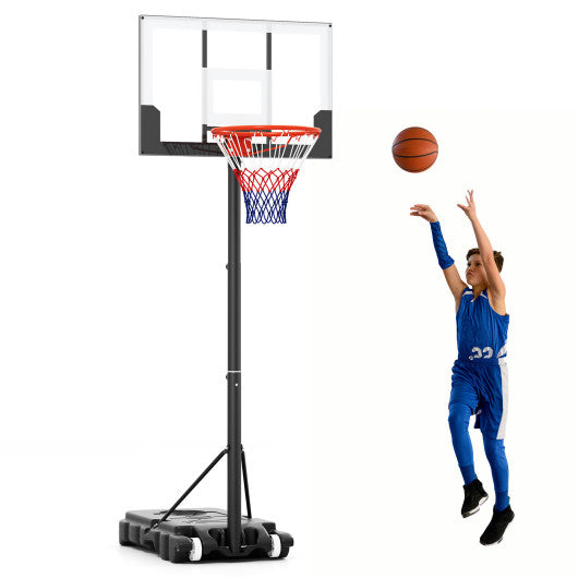 3.3-7 Feet Portable Adjustable Outdoor Kids Basketball Hoop Goal System-White