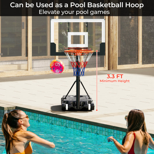 3.3-7 Feet Portable Adjustable Outdoor Kids Basketball Hoop Goal System-White