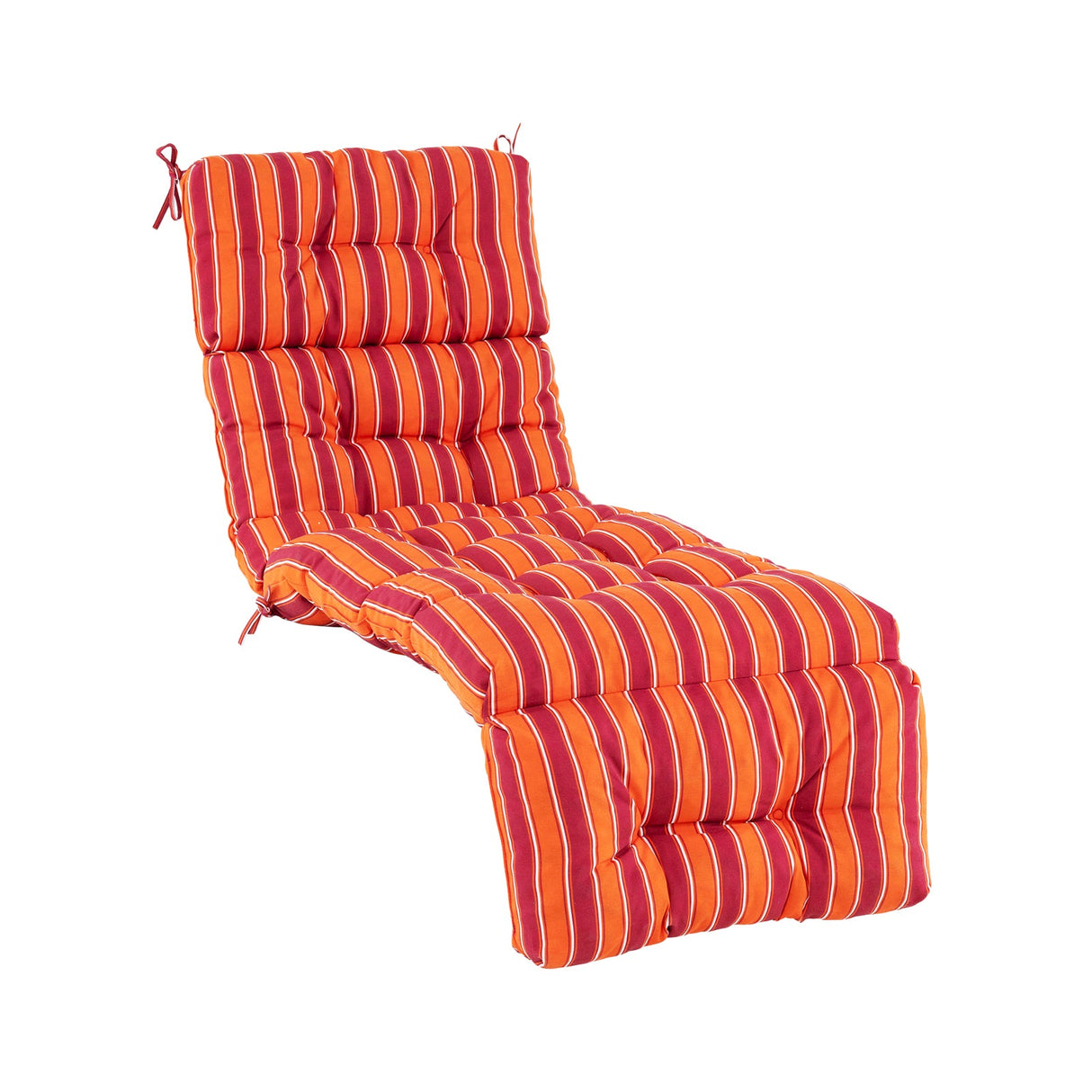 Outdoor Lounge Chaise Cushion with String Ties for Garden Poolside-Red by DirectDeals