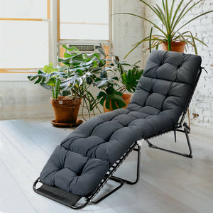 Outdoor Lounge Chaise Cushion with String Ties for Garden Poolside-Beige