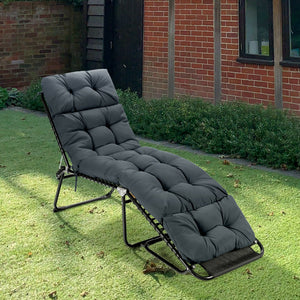 Outdoor Lounge Chaise Cushion with String Ties for Garden Poolside-Beige