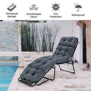 Outdoor Lounge Chaise Cushion with String Ties for Garden Poolside-Beige