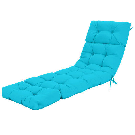 Outdoor Lounge Chaise Cushion with String Ties for Garden Poolside-Green