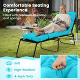 Outdoor Lounge Chaise Cushion with String Ties for Garden Poolside-Green