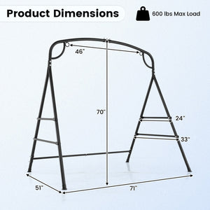 Outdoor Metal Swing Stand with 4 Support Bars and 2 Hanging Ways-Black