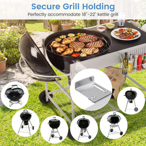 Outdoor Movable Grill Table for 18/22 Inch Weber Original Kettle for Camping-Black