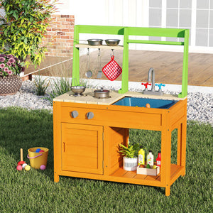 Outdoor Mud Kitchen Playset for Girls and Boys 3+ Years Old-Orange