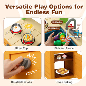 Outdoor Mud Kitchen Playset for Girls and Boys 3+ Years Old-Orange