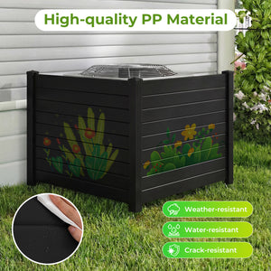 Outdoor PVC Air Conditioner Fence with 20 Inch Long Stakes-Black