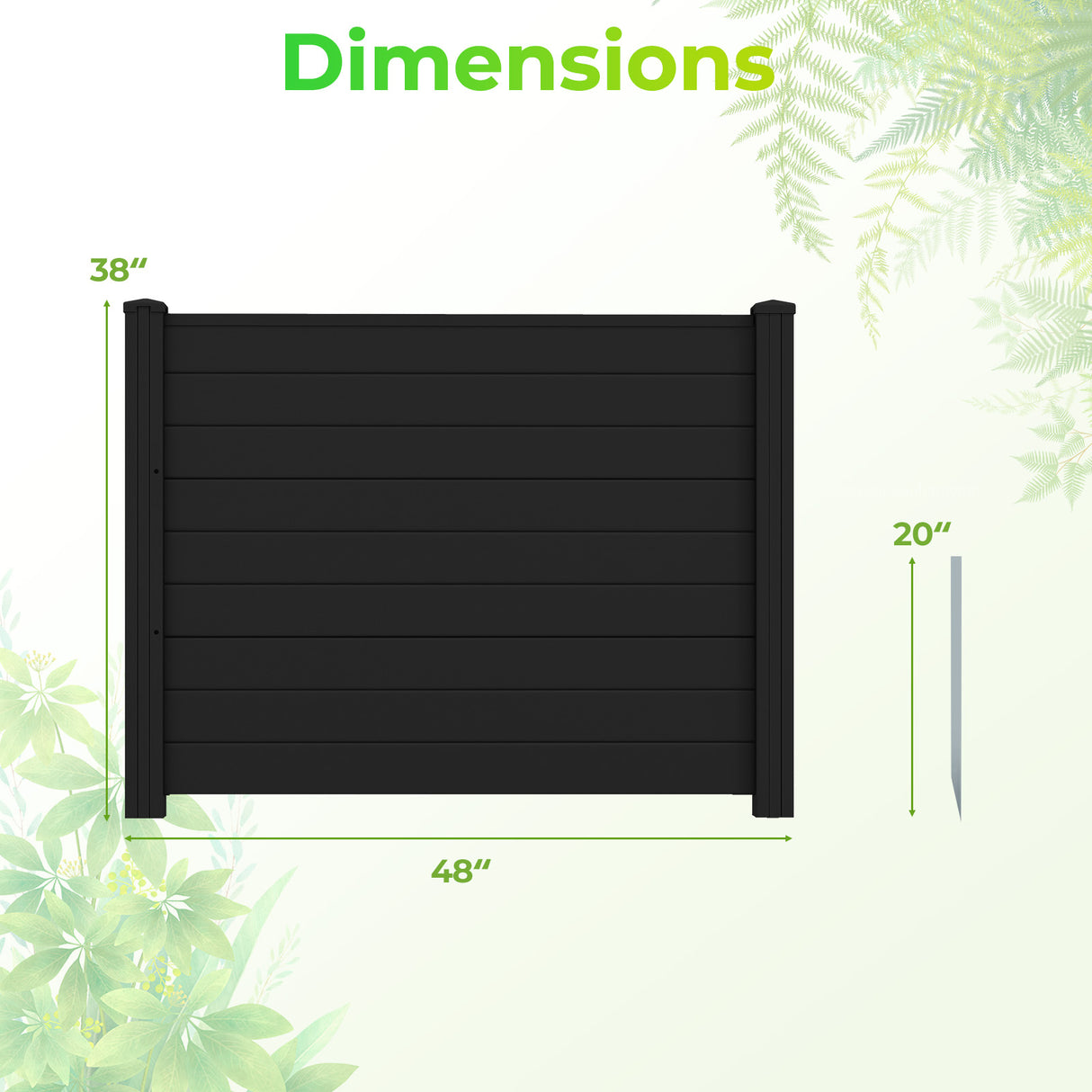 Outdoor PVC Air Conditioner Fence with 20 Inch Long Stakes-Black