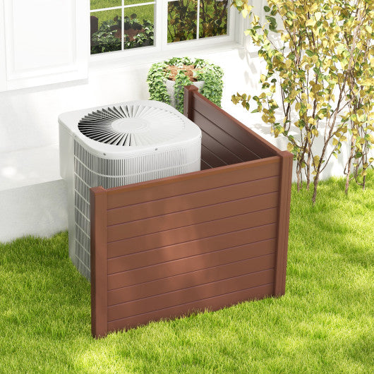Outdoor PVC Air Conditioner Fence with 20 Inch Long Stakes-Brown