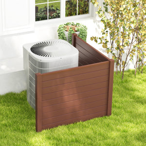 Outdoor PVC Air Conditioner Fence with 20 Inch Long Stakes-Brown