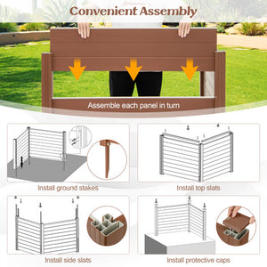 Outdoor PVC Air Conditioner Fence with 20 Inch Long Stakes-Brown