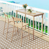Outdoor Patio Bar Table Heavy Duty Rectangle Metal Frame-Brown