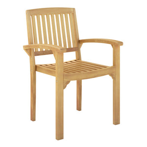 Outdoor Patio Chair with Slatted Seat and Curved Seat
