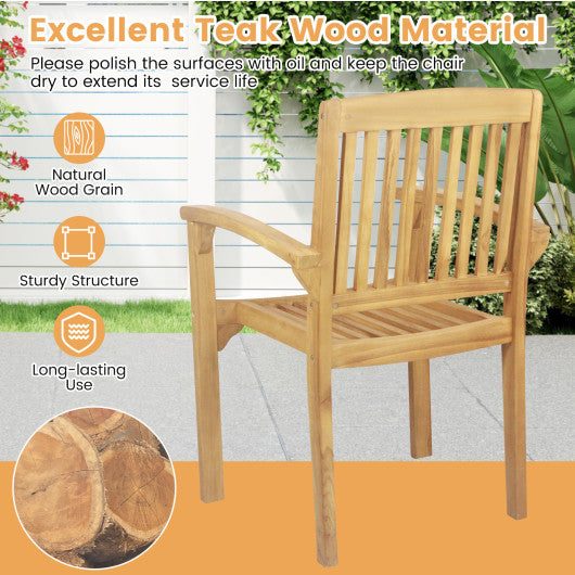 Outdoor Patio Chair with Slatted Seat and Curved Seat