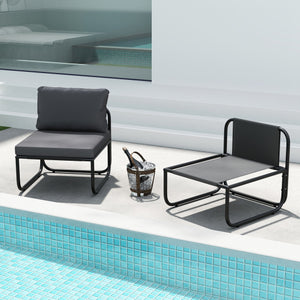 Outdoor Patio Chairs Set of 2 with Removable Cushions and Adjustable Foot Pads-Gray