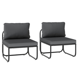 Outdoor Patio Chairs Set of 2 with Removable Cushions and Adjustable Foot Pads-Gray