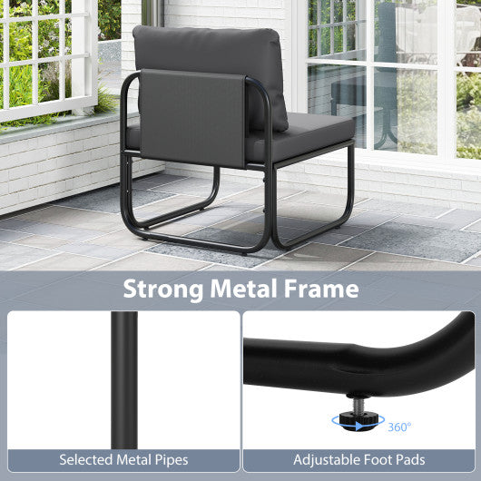 Outdoor Patio Chairs Set of 2 with Removable Cushions and Adjustable Foot Pads-Gray