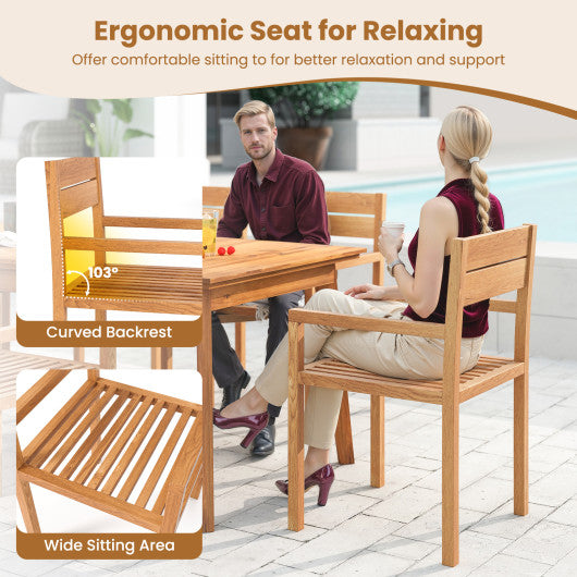 Outdoor Patio Dining Teak Wood Armchair