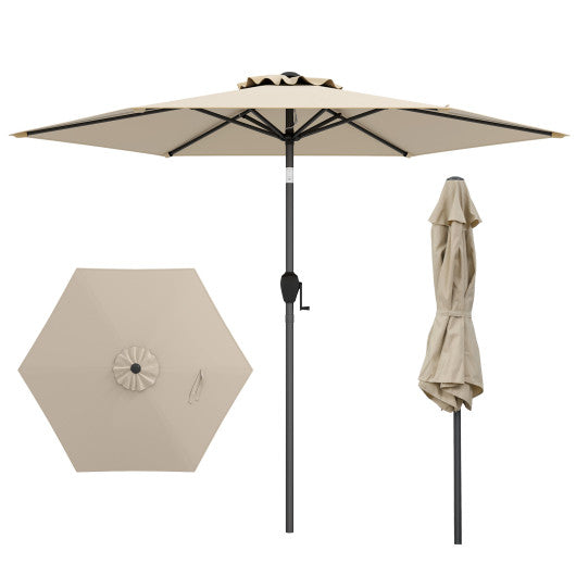 7.5 feet Outdoor Patio Heavy Duty Market Umbrella with Push Button Tilt-Beige