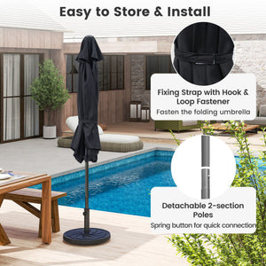 7.5 feet Outdoor Patio Heavy Duty Market Umbrella with Push Button Tilt-Black
