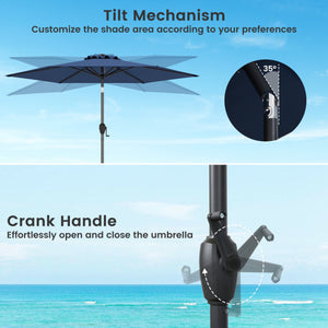 7.5 feet Outdoor Patio Heavy Duty Market Umbrella with Push Button Tilt-Gray