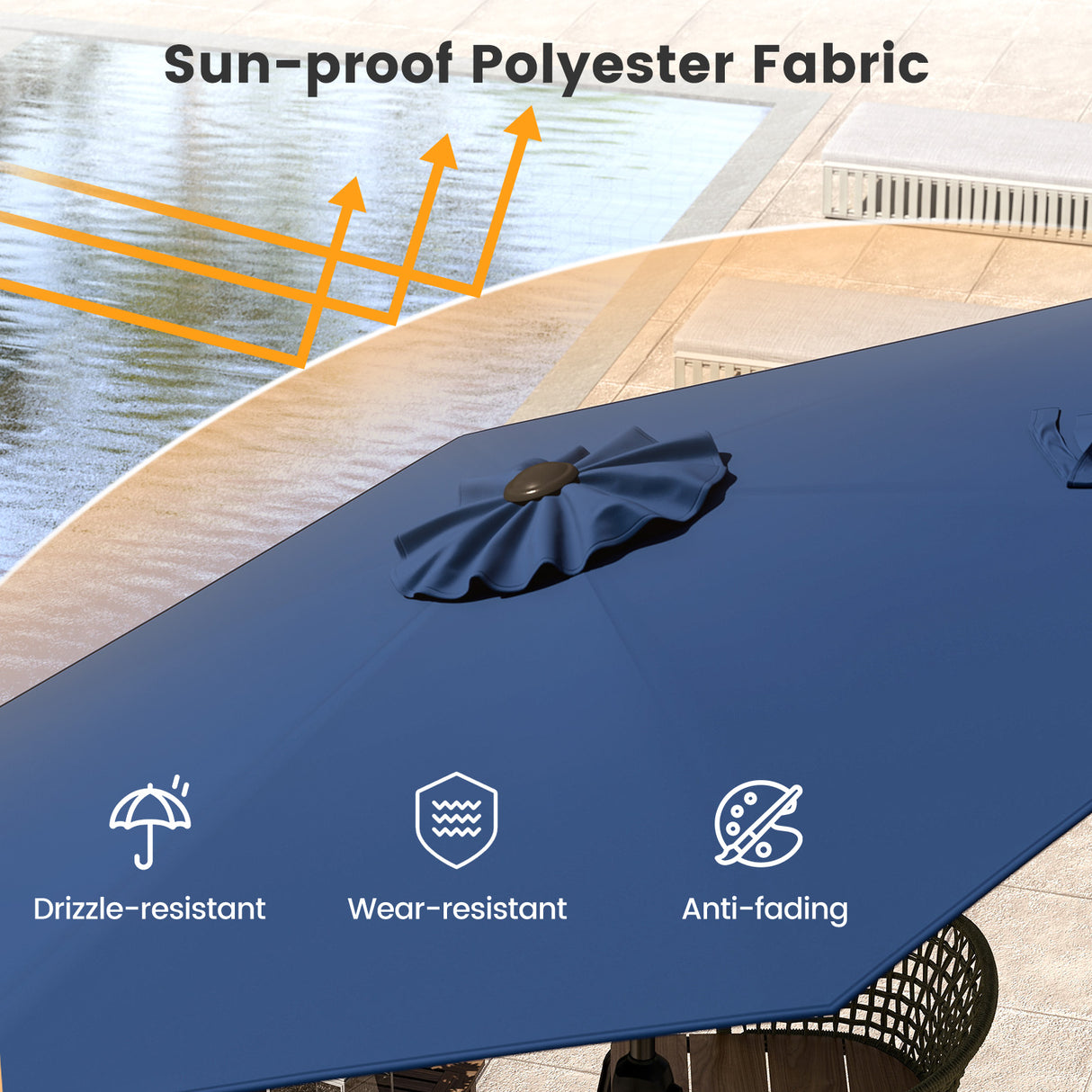 7.5 feet Outdoor Patio Heavy Duty Market Umbrella with Push Button Tilt-Navy