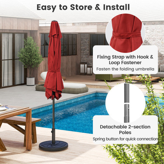 7.5 feet Outdoor Patio Heavy Duty Market Umbrella with Push Button Tilt-Burgundy