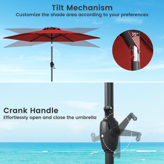 7.5 feet Outdoor Patio Heavy Duty Market Umbrella with Push Button Tilt-Black