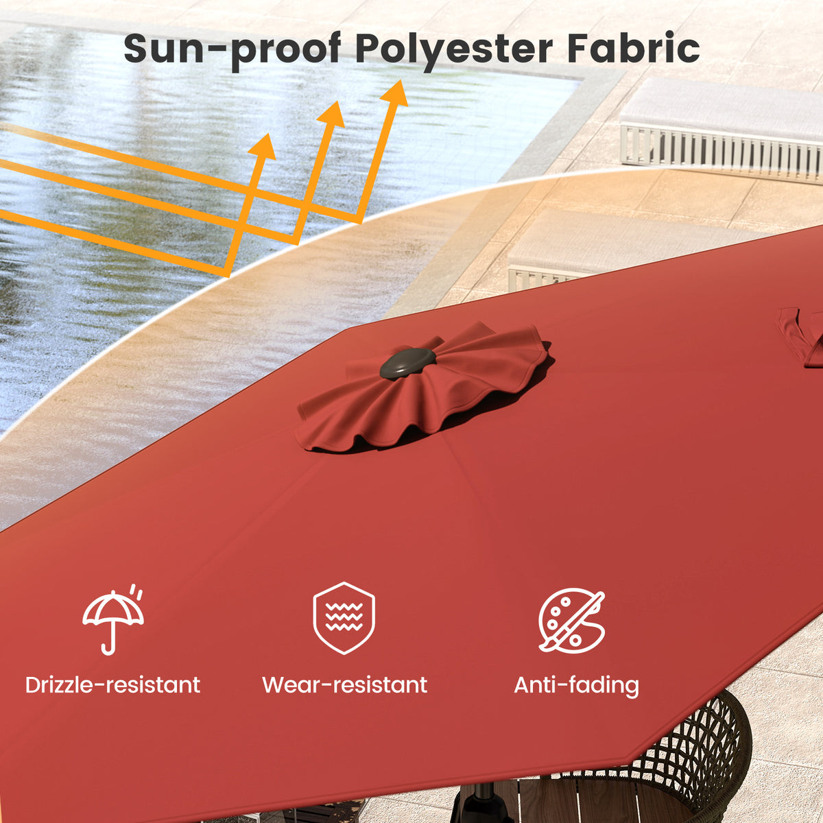 7.5 feet Outdoor Patio Heavy Duty Market Umbrella with Push Button Tilt-Burgundy