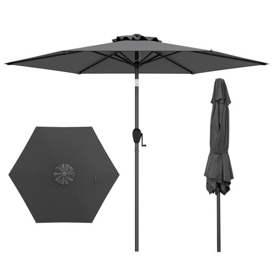 7.5 feet Outdoor Patio Heavy Duty Market Umbrella with Push Button Tilt-Gray