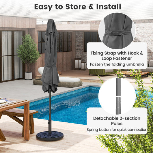 7.5 feet Outdoor Patio Heavy Duty Market Umbrella with Push Button Tilt-Gray