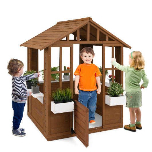 Outdoor Playhouse with Serving Stations and Door for 2+ Years Old