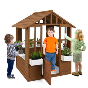 Outdoor Playhouse with Serving Stations and Door for 2+ Years Old