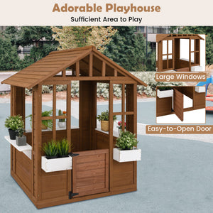Outdoor Playhouse with Serving Stations and Door for 2+ Years Old