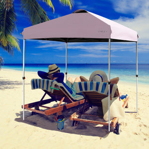 6.6 x 6.6 Feet Outdoor Pop-up Canopy Tent with Roller Bag-Pink