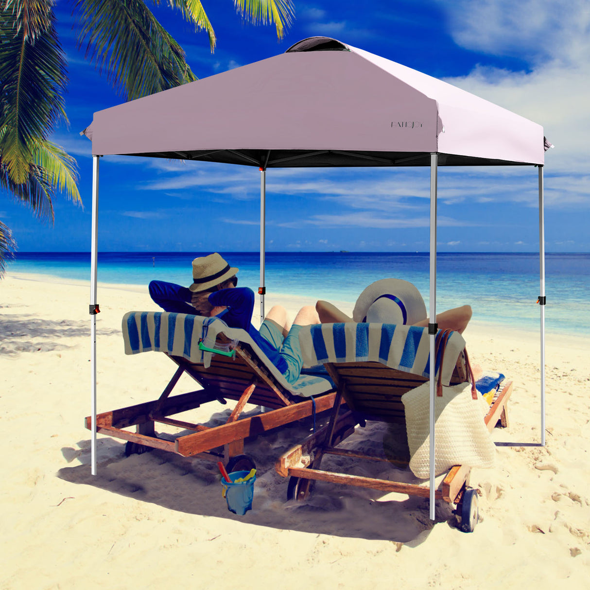 6.6 x 6.6 Feet Outdoor Pop-up Canopy Tent with Roller Bag-Pink