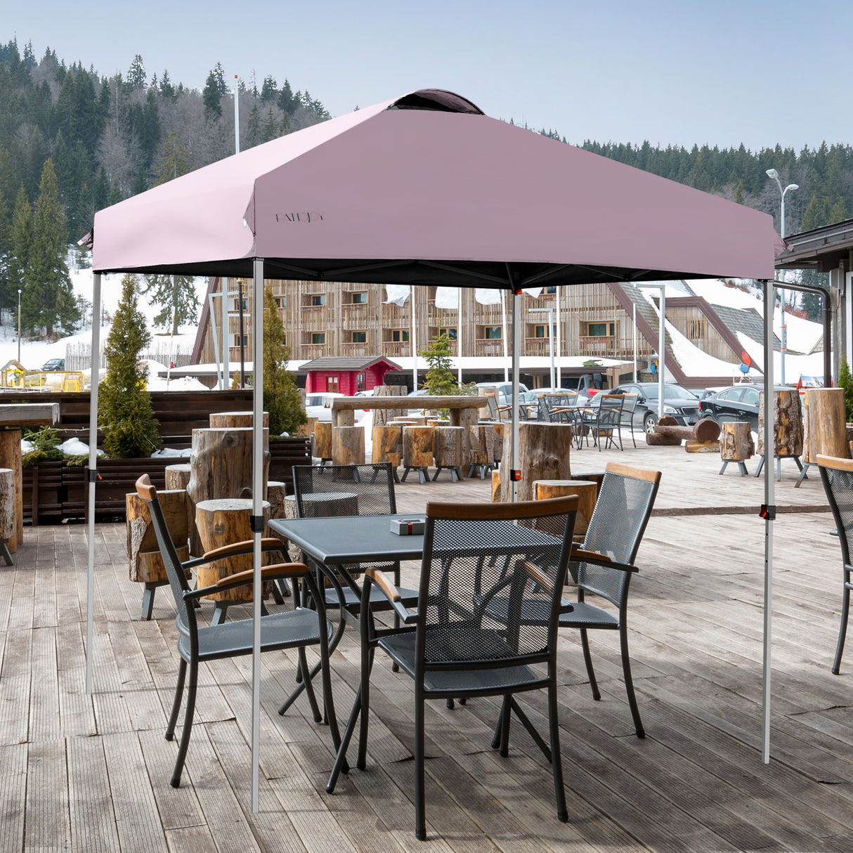 6.6 x 6.6 Feet Outdoor Pop-up Canopy Tent with Roller Bag-Pink