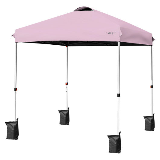 6.6 x 6.6 Feet Outdoor Pop-up Canopy Tent with Roller Bag-Pink