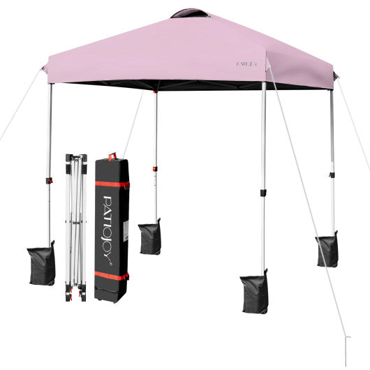 6.6 x 6.6 Feet Outdoor Pop-up Canopy Tent with Roller Bag-Pink