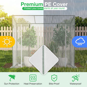Outdoor Portable Walk-in Greenhouse with PE Cover Roll-up Zipper Door-White