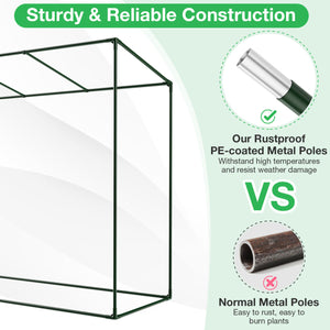 Outdoor Portable Walk-in Greenhouse with PE Cover Roll-up Zipper Door-White